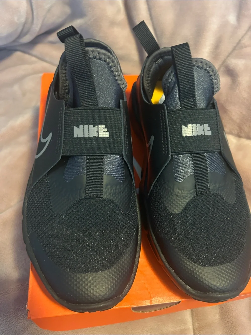 Nike Boy’s Black Slip-On Athletic Shoes with Strap